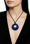 Blue Marble Faux Abalone Resin Pendant Necklace