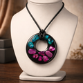 Faux Abalone Resin Pendant Necklace – Iridescent Purple & Green Coastal Jewelry