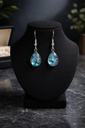 Blue Glitter Teardrop Resin Earrings