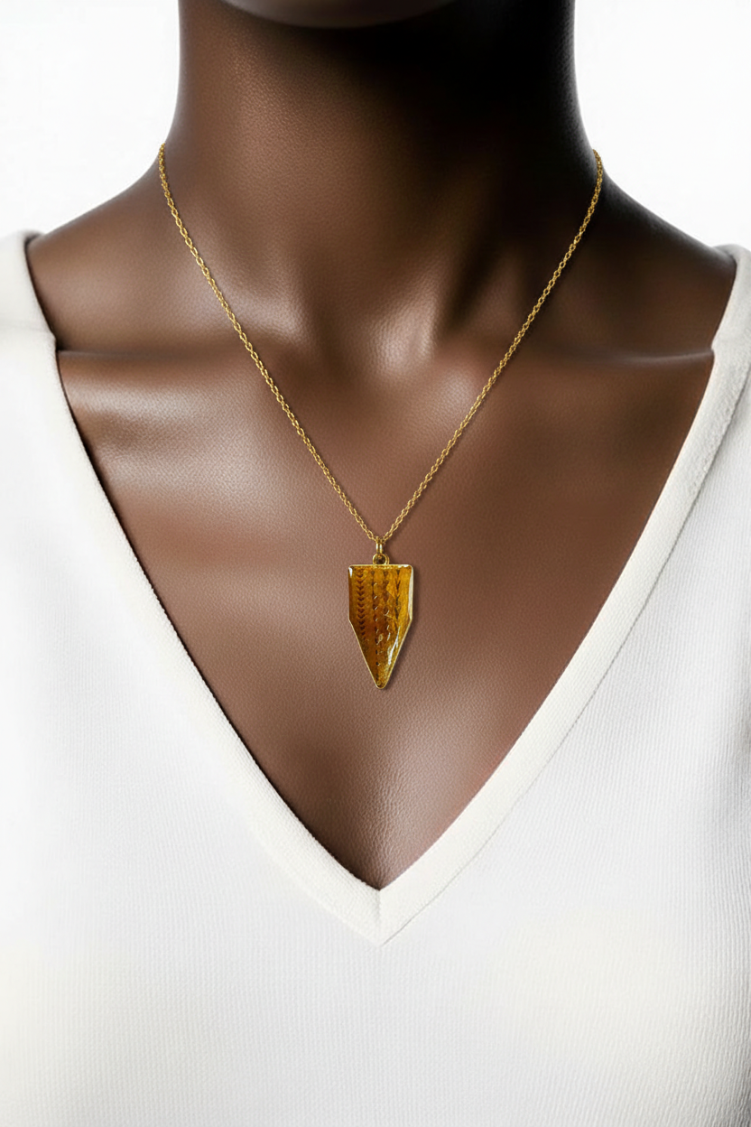 Gold Overlay Resin Pendant Necklace