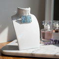 Teal Glitter & Silver Foil Resin Earrings