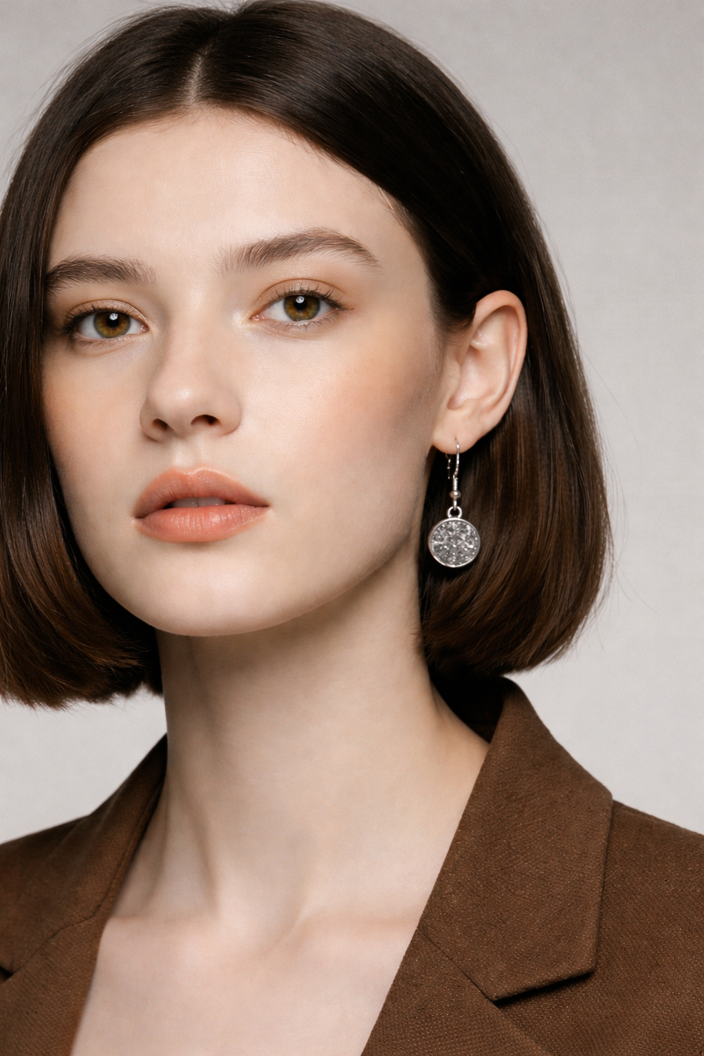 Silver Foil Resin Necklace & Earring Set