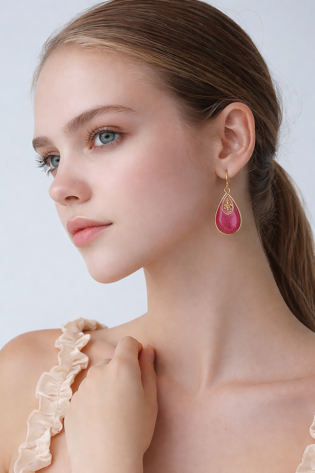Soft Pink Gold Glitter Resin Earrings