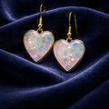 Pink Glitter Heart Resin Earrings