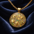 Gold Glitter Stars & Moons Clear Resin Round Pendant Necklace – Handmade Celestial Jewelry