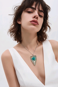 Teal Glitter Arrowhead Resin Pendant Necklace – Handmade Ocean-Inspired Jewelry