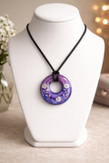 Purple Resin & White Flower Pendant Necklace – Handmade Feminine Jewelry