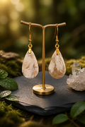 Golden Marble Teardrop Earrings