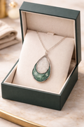 Hawaiian Flower Resin Teardrop Pendant Necklace – Handmade Tropical Jewelry