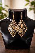 Gold Foil Resin Earrings – Handmade 2" Statement Earrings with Gold Flakes
