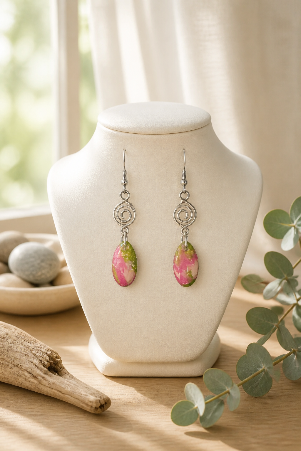 Garden Spiral Drop Earrings | Handmade Polymer Clay Jewelry