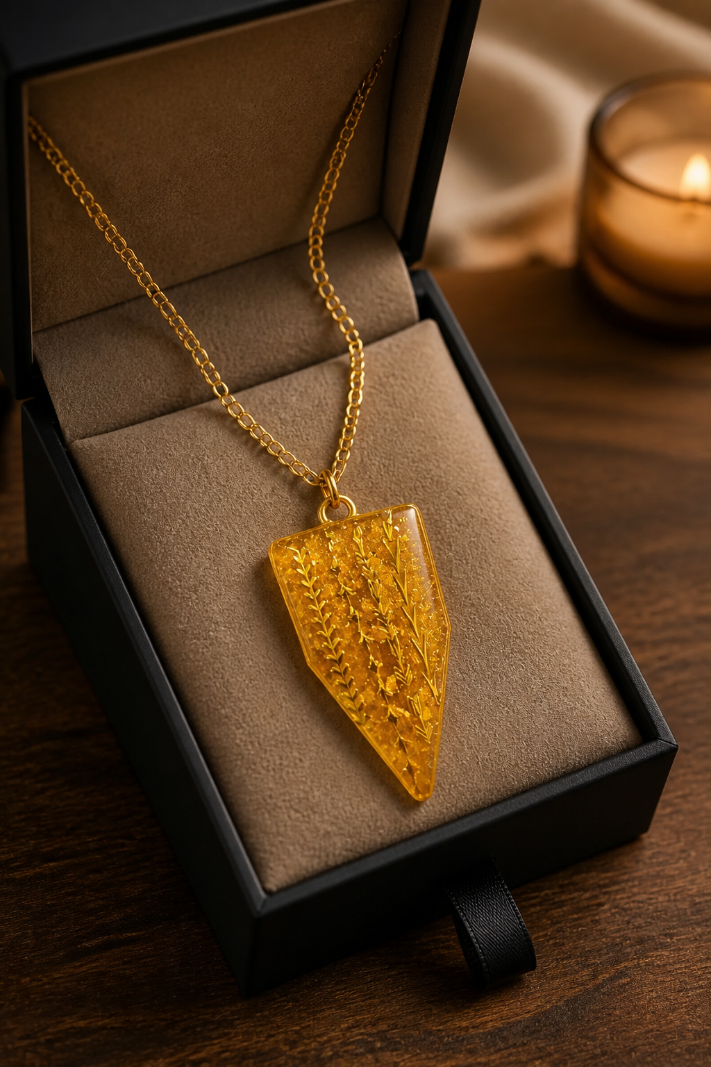 Gold Overlay Resin Pendant Necklace