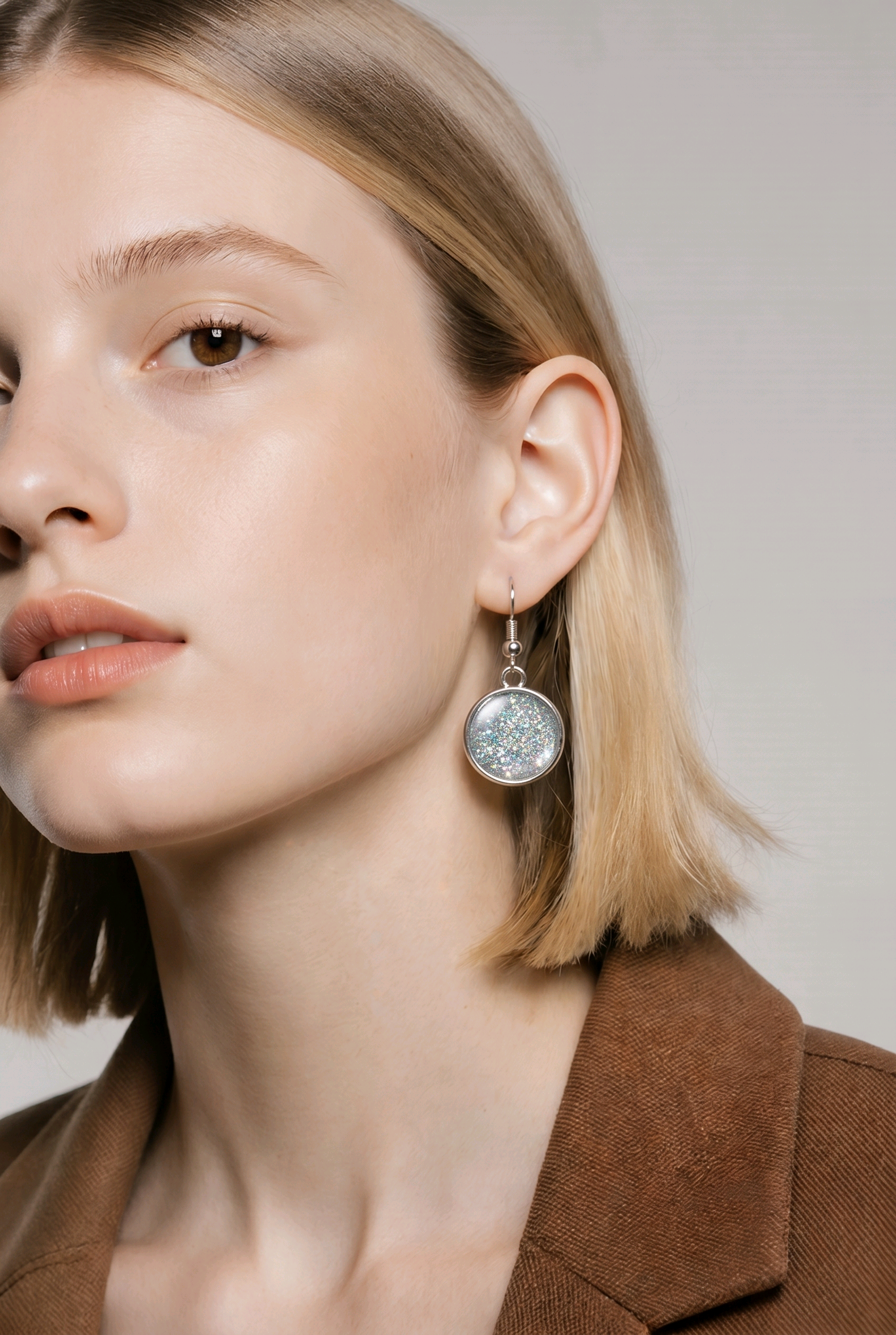 Handmade Clear Resin Earrings with Glitter Sparkle