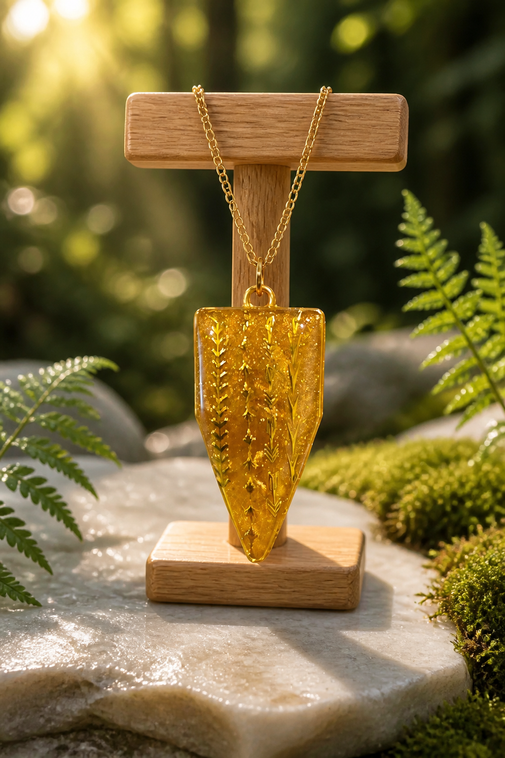 Gold Overlay Resin Pendant Necklace